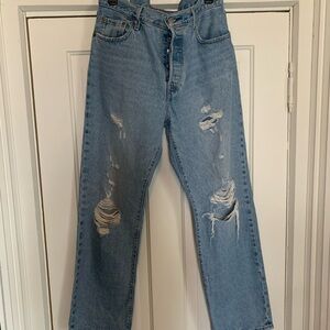 Levi's 501’s Blue Distressed High Rise Jeans